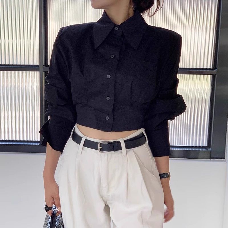 春・秋の新作ファッション、折り返し襟の長袖無地ブラウス、女性 - Summer Clothing Trends For Women のレビューと価格