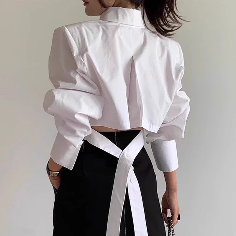 春・秋の新作ファッション、折り返し襟の長袖無地ブラウス、女性 - Summer Clothing Trends For Women のレビューと価格