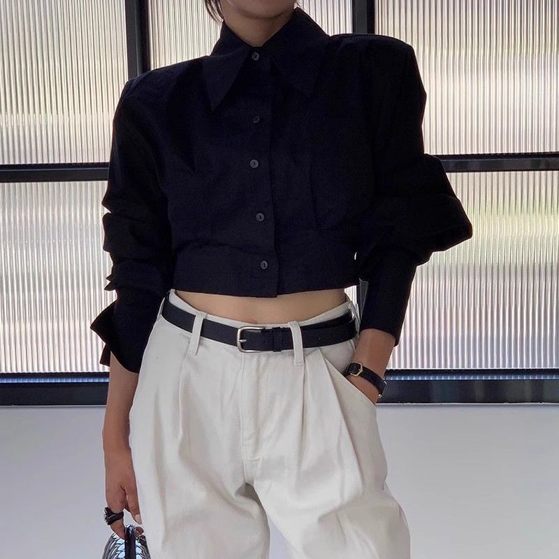 春・秋の新作ファッション、折り返し襟の長袖無地ブラウス、女性 - Summer Clothing Trends For Women のレビューと価格