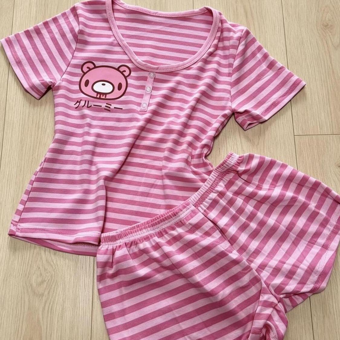 和菓子柄ショートパンツ2点セット レディース半袖漫画風クマ柄 - Summer Japanese Clothing のレビューと価格