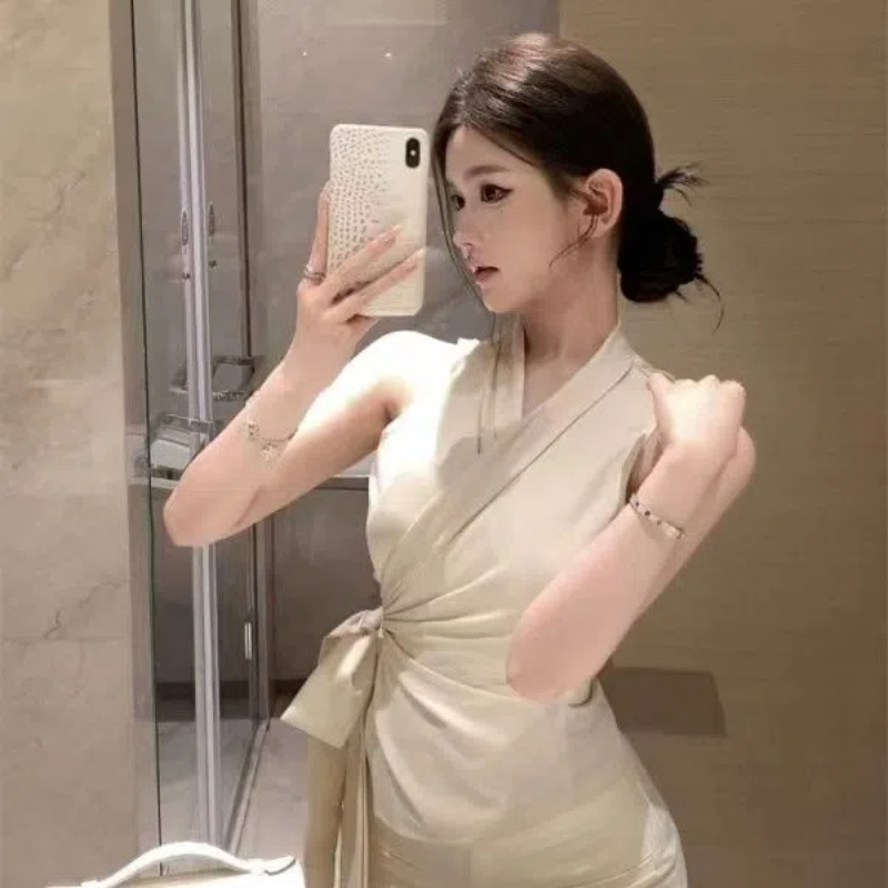 女性用Vネックノースリーブシャツ,不規則な気質,オールマッチ - Summer Clothing Trends For Women のレビューと価格