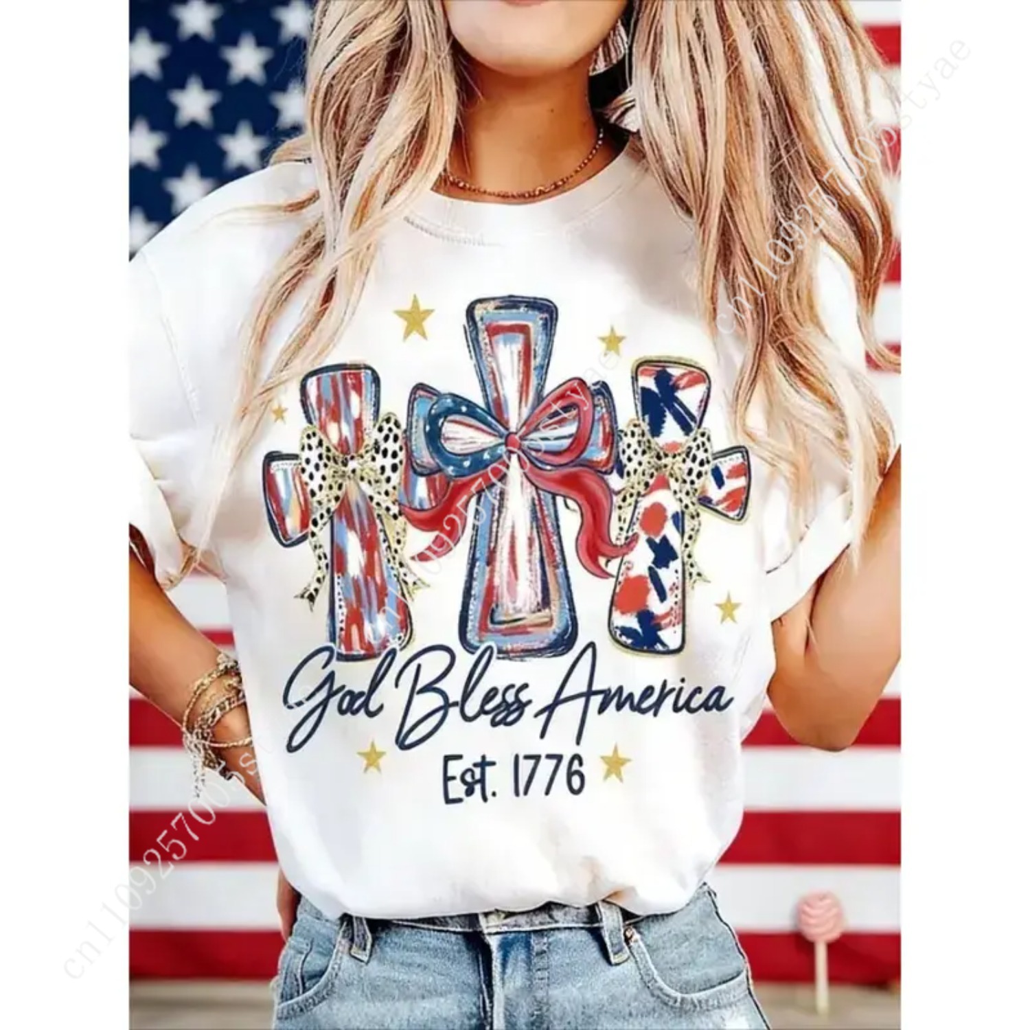God Bless America 女性用 Tシャツ 250 - Summer Quilt のレビューと価格