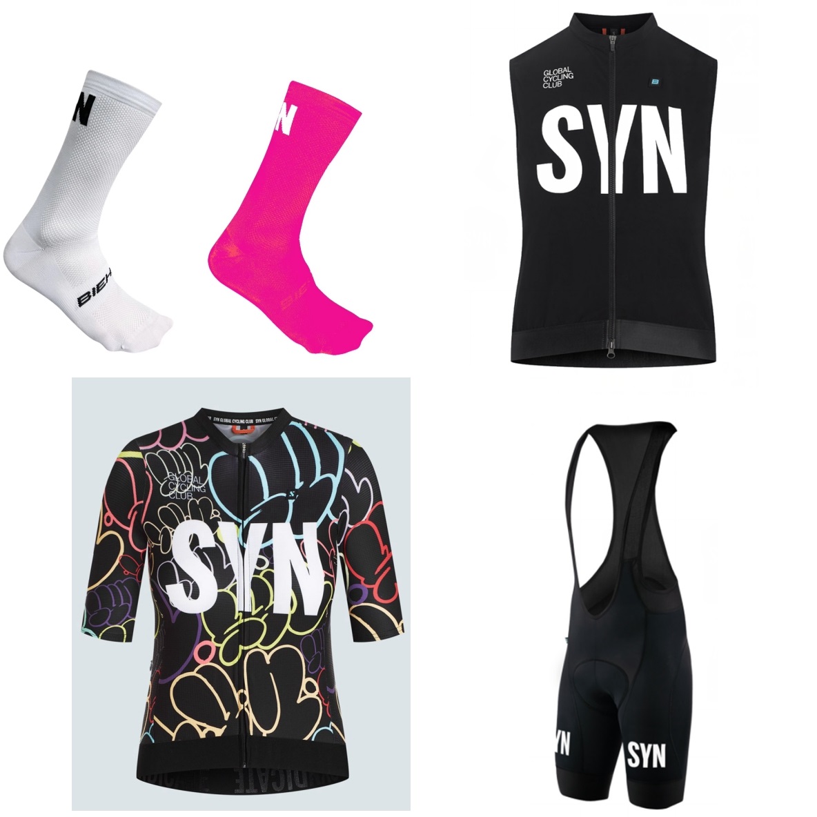 SYN レディース半袖白サイクリングジャージと黒/赤/緑のボ - Summer Green Clothing のレビューと価格