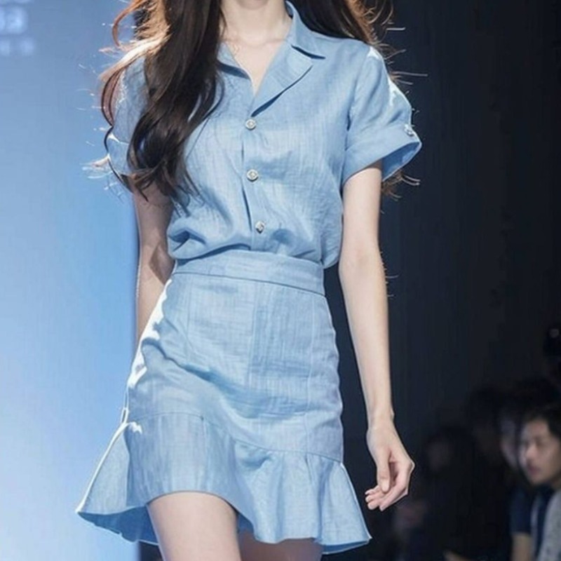 レディース2点セット 半袖スカート ブルー 女性用ビーチウェ - Summer Clothing Trends For Women のレビューと価格