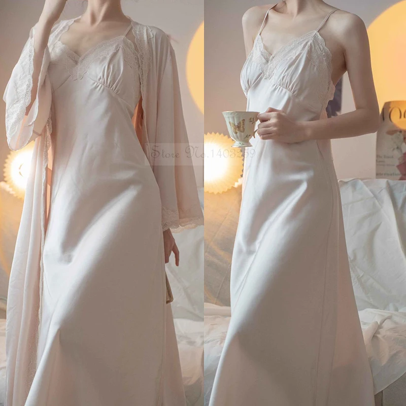 新しい女性ロングローブネグリジェセットセクシーなレーストリム - Summer House Clothing のレビューと価格