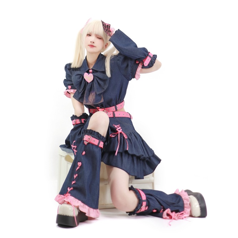 原宿-レディースデニムスカートセット,y2k,日本のカワイイ - Summer Japanese Clothing のレビューと価格
