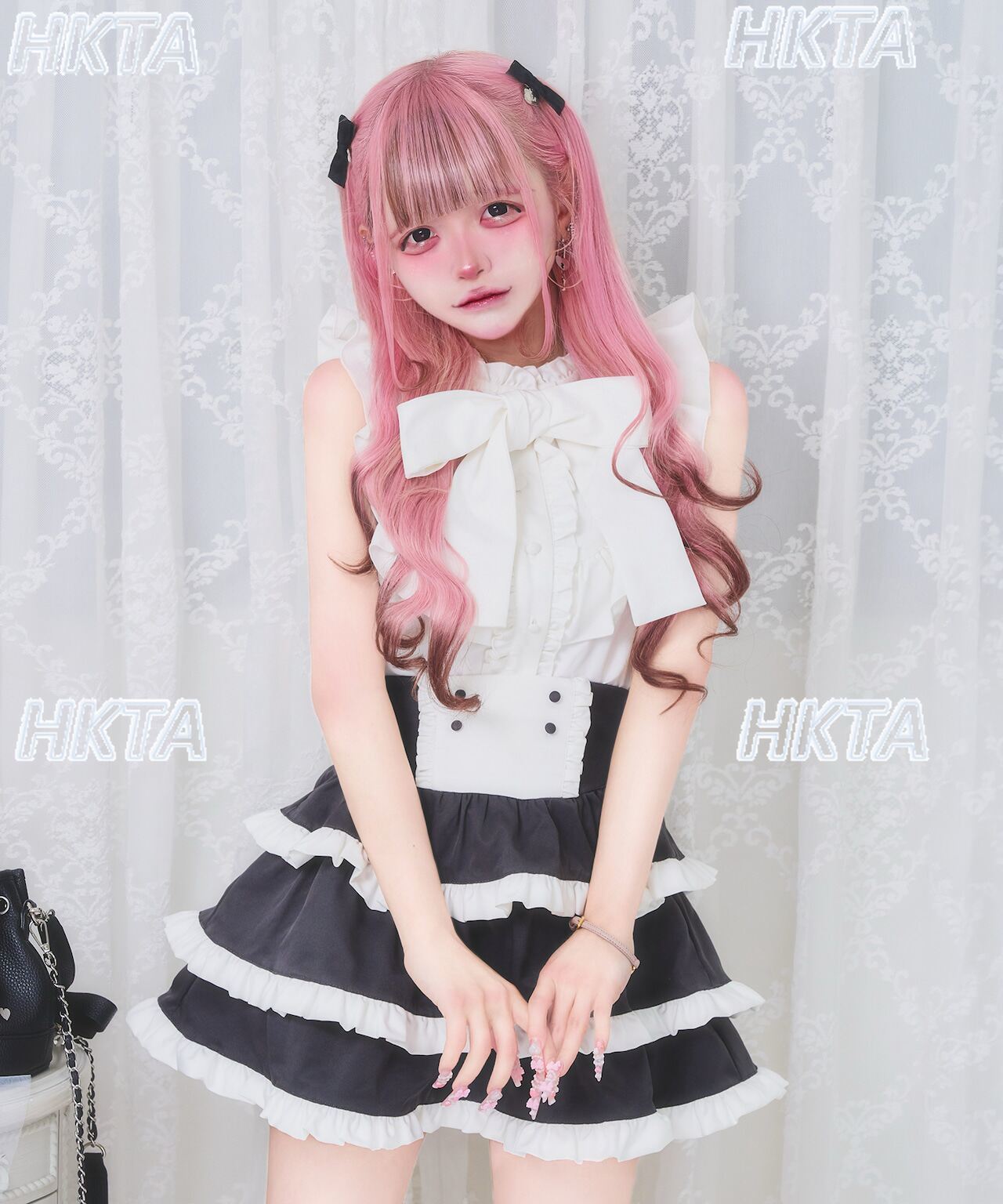 オリジナル日本のかわいい大きな蝶ネクタイ半袖シャツケーキスカ - Summer Japanese Clothing のレビューと価格