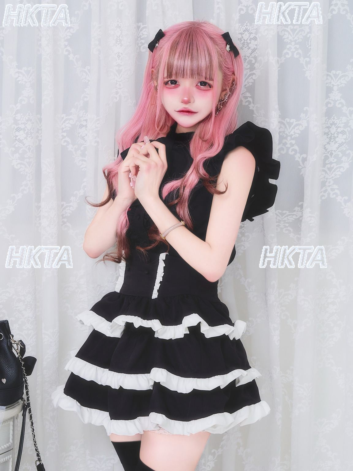 オリジナル日本のかわいい大きな蝶ネクタイ半袖シャツケーキスカ - Summer Japanese Clothing のレビューと価格