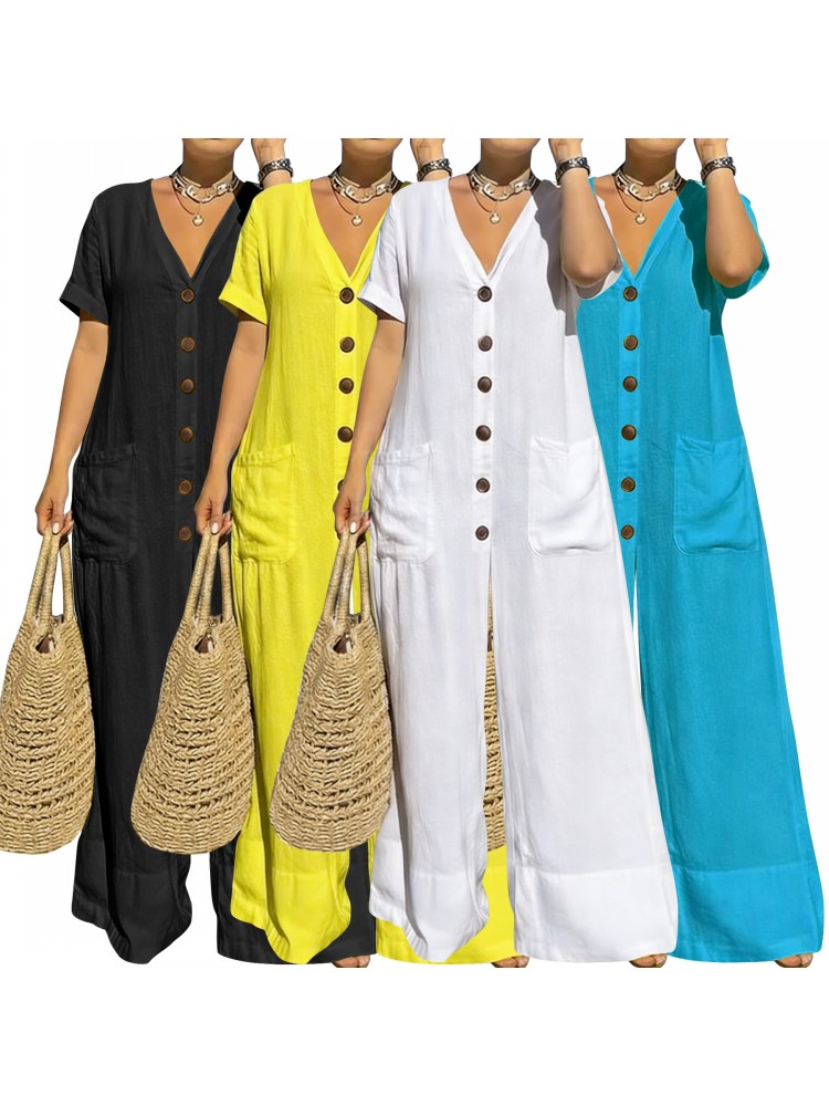 プラスサイズ女性服ジャンプスーツ夏服ブルーアーバンレジャーボ - Summer Clothing Clearance のレビューと価格