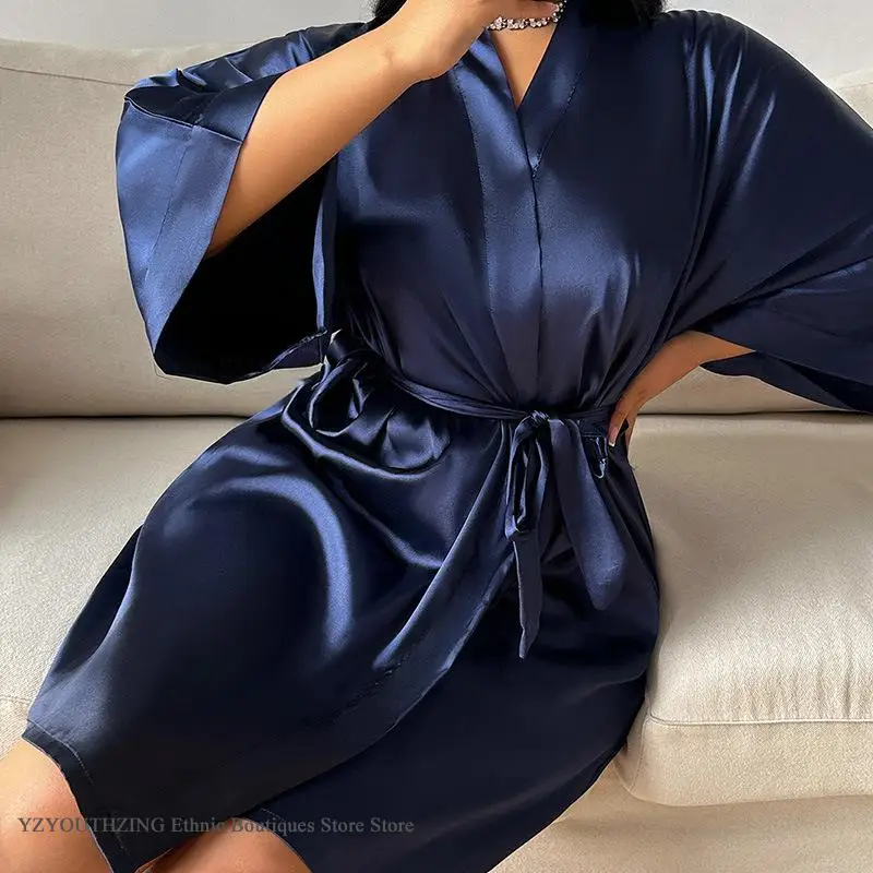 大サイズ 3XL 4XL 5XL 女性ローブ部屋着黒シルクサ - Summer House Clothing のレビューと価格