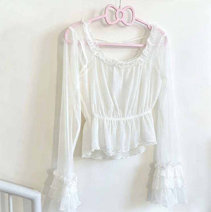 日本の甘いロリータブラウス女性ヴィンテージエレガントな薄いト - Summer Japanese Clothing のレビューと価格