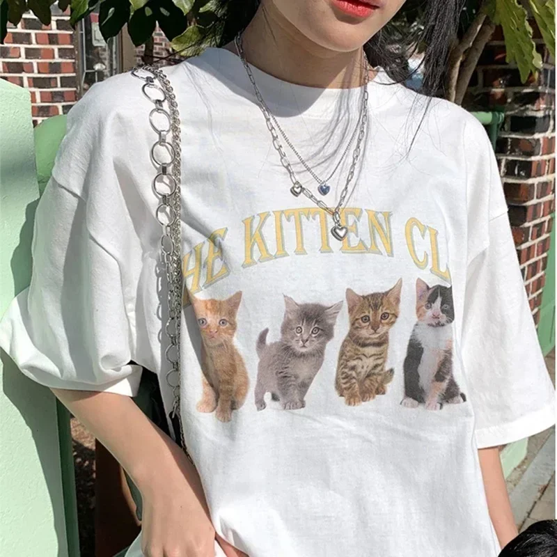 かわいいグラフィック T シャツ「The Kitten Cl - Summer Grunge Clothing のレビューと価格