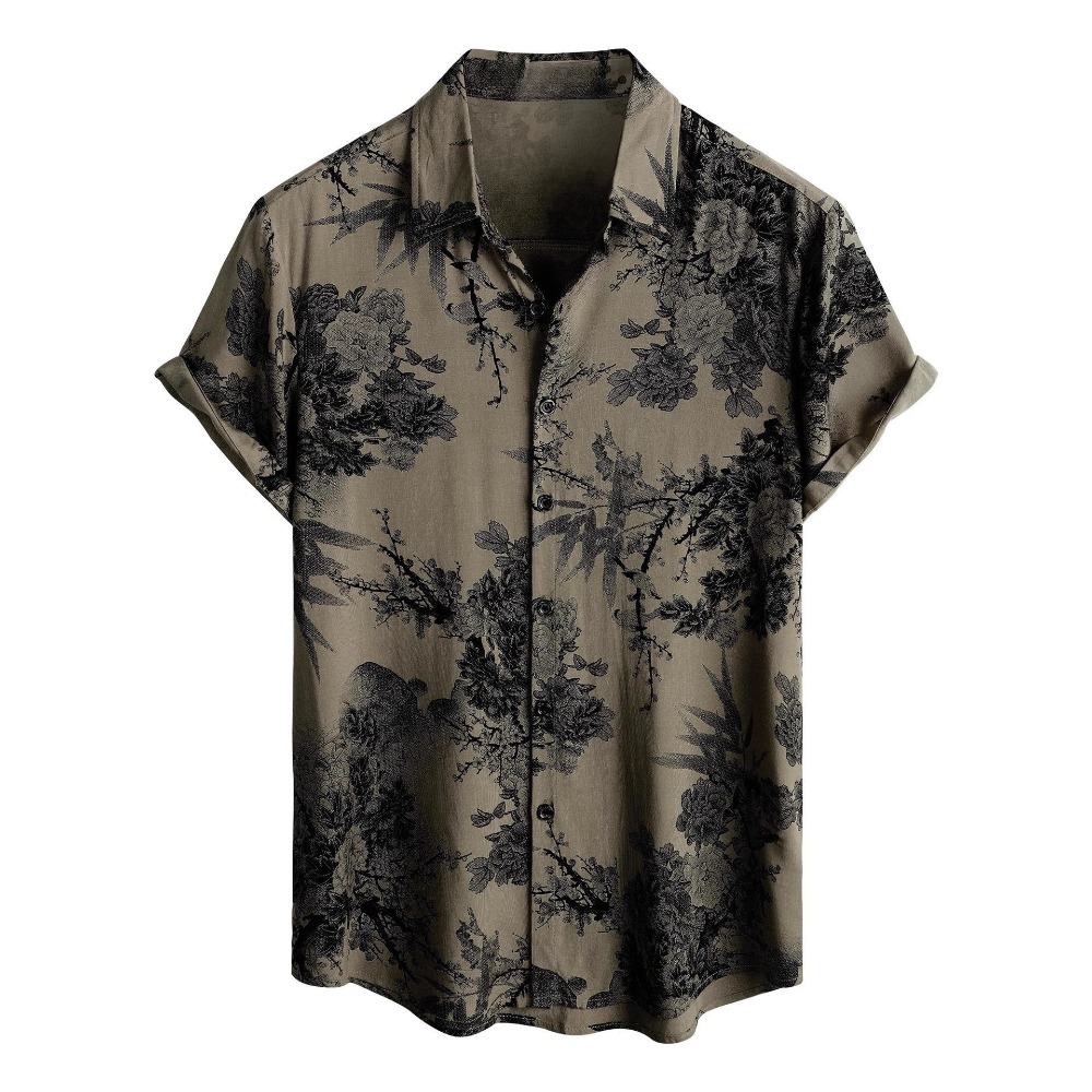 夏の日本のレトロシャツビーチバケーションルーズカジュアルメン - Summer Japanese Clothing のレビューと価格
