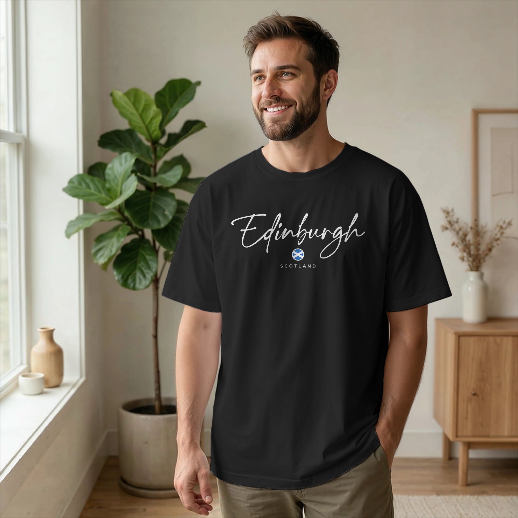 男性エディンバラスコットランド英国 Tシャツ英国旗綿服ヴィン - Summer Clothing Edinburgh のレビューと価格