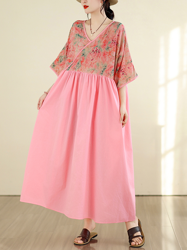 レトロスタイルコットンリネンVネック切り替えサマーニュードレ - Summer Clothing New Look のレビューと価格